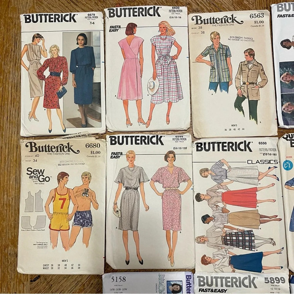 Lot Of 13 Butterick Vintage Sewing Patterns Womens And Mens Clothing. - Picture 3 of 6